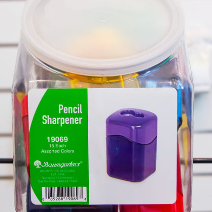 Baumgartens Pencil Sharpeners Wave Dual Hole Hexagonal Tub Display of 15 ASSORTED Colors (19069)
