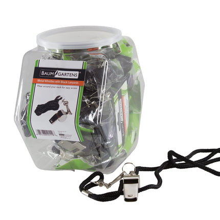 Baumgartens Whistle with Lanyard Hexagonal Tub Display of 24 CHROME (20119)