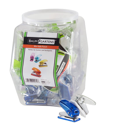 Baumgartens Mini Hole Punch Hexagonal Tub Display of 30 ASSORTED Colors (20279)