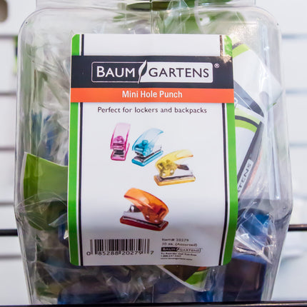 Baumgartens Mini Hole Punch Hexagonal Tub Display of 30 ASSORTED Colors (20279)