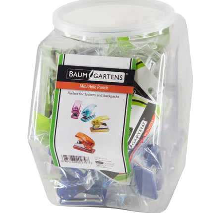 Baumgartens Mini Hole Punch Hexagonal Tub Display of 30 ASSORTED Colors (20279)