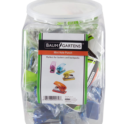 Baumgartens Mini Hole Punch Hexagonal Tub Display of 30 ASSORTED Colors (20279)