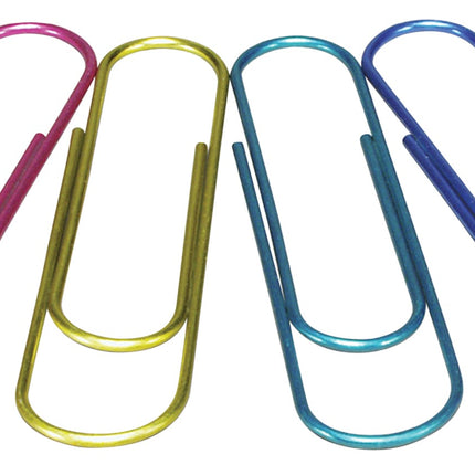 Baumgartens Metallic Vinyl Coated Paper Clips 4" ASSORTED Colors (26740)