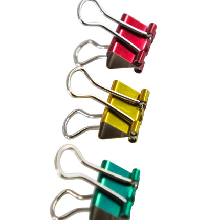 Baumgartens Metallic Designer Binder Clips Mini 12 Pack ASSORTED Colors (29710)