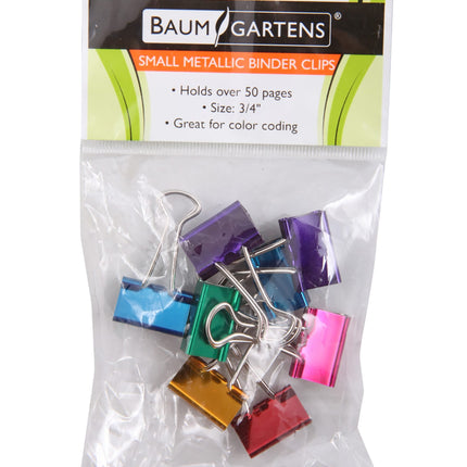 Baumgartens Metallic Designer Binder Clips Small 8 Pack ASSORTED Colors (29720)