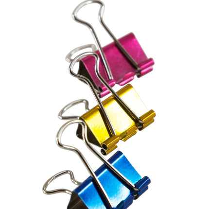 Baumgartens Metallic Designer Binder Clips Medium 5 Pack ASSORTED Colors (29730)