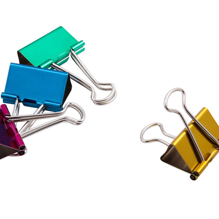 Baumgartens Metallic Designer Binder Clips Large 4 Pack ASSORTED Colors (29740)