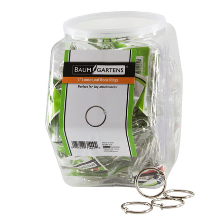 Baumgartens Book Rings 1" Hexagonal Tub Display of 60 CHROME (31429)