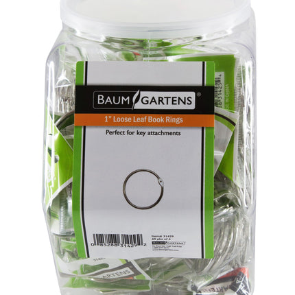 Baumgartens Book Rings 1" Hexagonal Tub Display of 60 CHROME (31429)