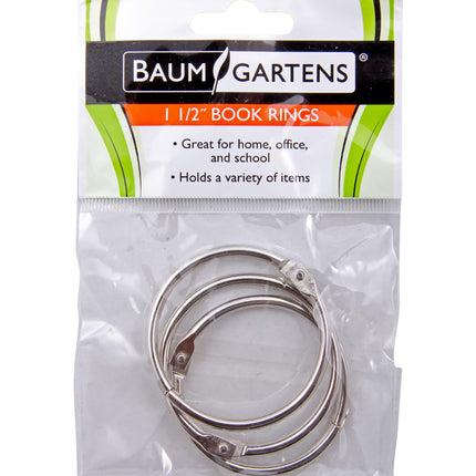 Baumgartens Book Rings 1 1/2" 3 Pack Chrome (31445)
