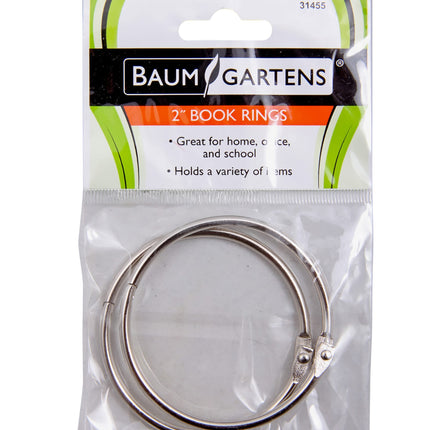 Baumgartens Book Rings 2" 2 Pack Chrome (31455)