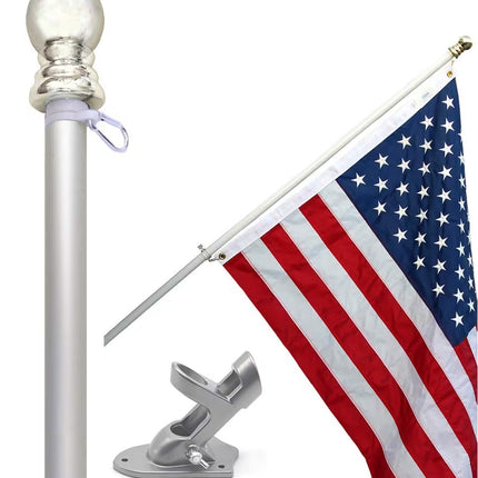 Flag Pole Kit with 3x5 FT US Flag - Includes 6-FT Tangle Free Spinning Pole (36355)