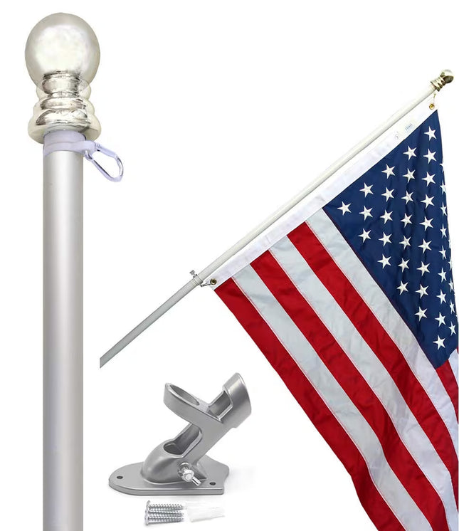 Flag Pole Kit with 3x5 FT US Flag - Includes 6-FT Tangle Free Spinning Pole (36355)
