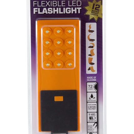 Mobile Ops Magnetic Silicone 12 LED Flexible High Lumens Water-resistant Outdoor Tactical Handsfree Flashlight ORANGE (42650)