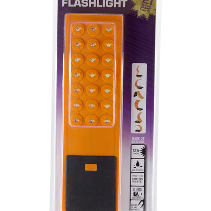 Mobile Ops Magnetic Silicone 21 LED Flexible High Lumens Water-resistant Outdoor Tactical Handsfree Flashlight ORANGE (42660)