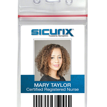 SICURIX Zip Closure Sealable ID Badge Holders Vertical 50 Pack CLEAR (47840)