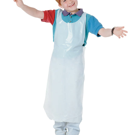 Baumgartens Bib Style Kids Disposable Aprons 100 Pack WHITE (64620)
