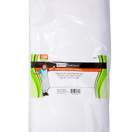 Baumgartens Bib Style Kids Disposable Aprons 100 Pack WHITE (64620)