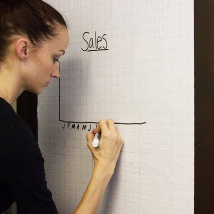 Magic Whiteboard Dry Erase Whiteboard Sheets GRIDDED 3'x4' 25 WHITE Perforated Sheets (MW2125)