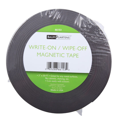 Zeus Write On/Wipe Off Magnetic Label Tape 50' x 3" WHITE (66153)