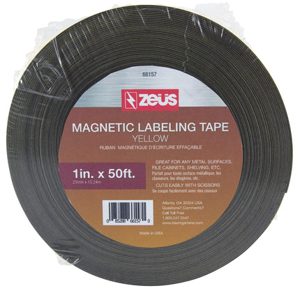 Zeüs Magnetic Label Tape Industrial Durable Self-Adhesive Flexible Roll Refill 50' YELLOW (66157)