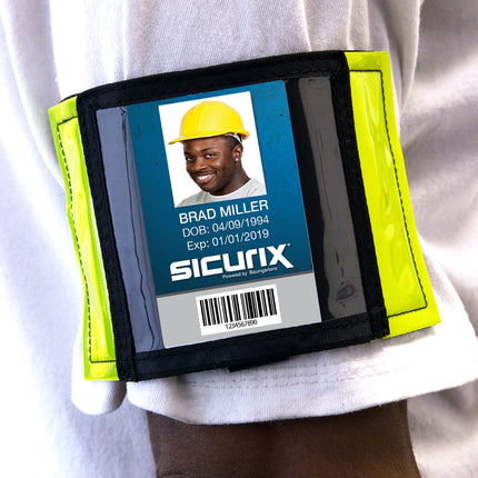 SICURIX Reflective Safety Armband Badge Holder Horizontal BLACK (66850)