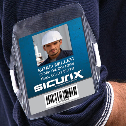 SICURIX Armband Badge Holder Vertical Elastic Strap CLEAR (66891)