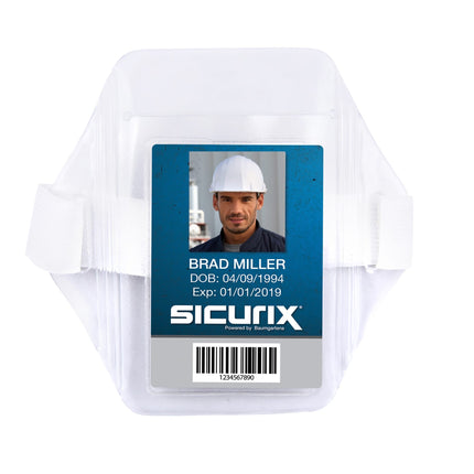 SICURIX Armband Badge Holder Vertical Elastic Strap CLEAR (66891)