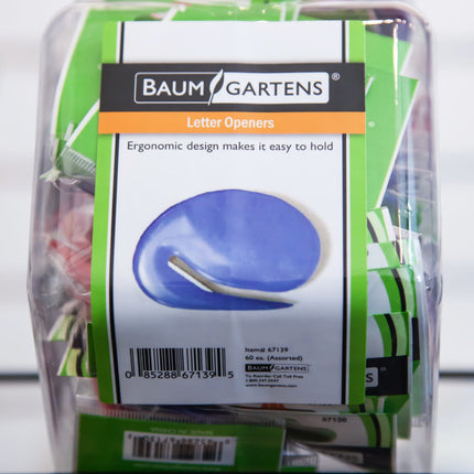 Baumgartens Letter Openers Round Hexagonal Tub Display of 60 Violet (67139)