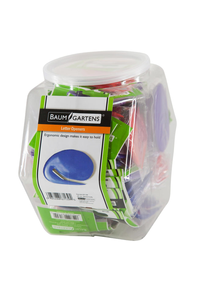 Baumgartens Letter Openers Round Hexagonal Tub Display of 60 Violet (67139)