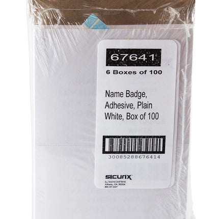 SICURIX Plain WHITE Adhesive Badges 2 Per Sheet 100 Pack White (67641)