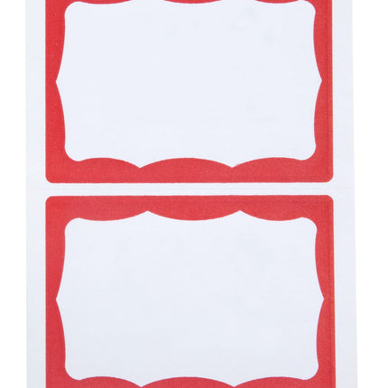 SICURIX Red Border Adhesive Badges 2 Per Sheet 100 Pack White (67642)