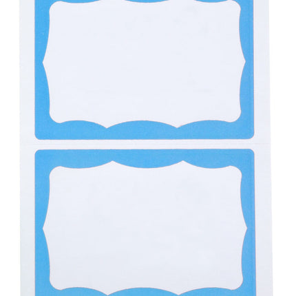SICURIX Blue Border Adhesive Badges 2 Per Sheet 100 Pack White (67643)