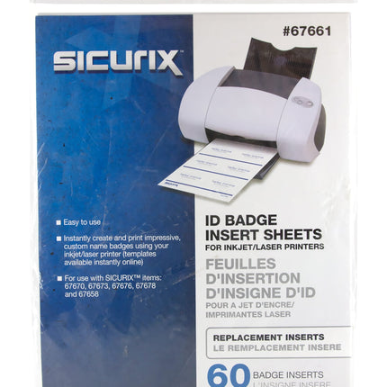SICURIX Printable Badge Inserts 4" x 3" 60 Pack (67661)
