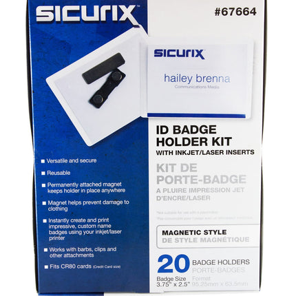 SICURIX Badge Kit Magnetic 3.75x2.5 20/Box (67664)