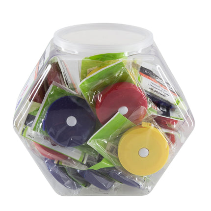 Baumgartens Fabric Tape Measure Hexagonal Tub Display of 24 ASSORTED Colors (67749)