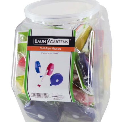 Baumgartens Fabric Tape Measure Hexagonal Tub Display of 24 ASSORTED Colors (67749)
