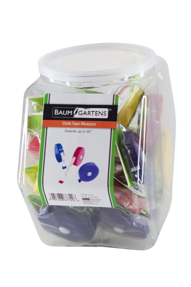 Baumgartens Fabric Tape Measure Hexagonal Tub Display of 24 ASSORTED Colors (67749)