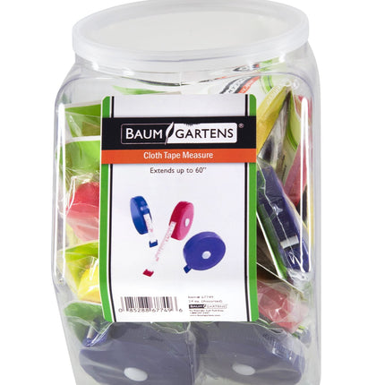 Baumgartens Fabric Tape Measure Hexagonal Tub Display of 24 ASSORTED Colors (67749)