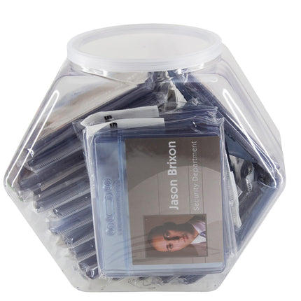 SICURIX Badge Holders Standard Horizontal Hexagonal Tub Display of 20 CLEAR (67819)