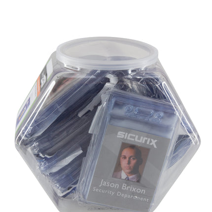 SICURIX Badge Holders Standard Horizontal Hexagonal Tub Display of 20 CLEAR (67829)