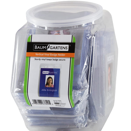 SICURIX Badge Holders Standard Horizontal Hexagonal Tub Display of 20 CLEAR (67829)