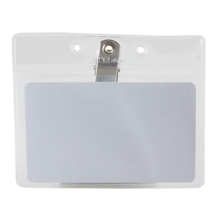 SICURIX Standard Badge Holders Horizontal Clip 50 Pack CLEAR (67850)