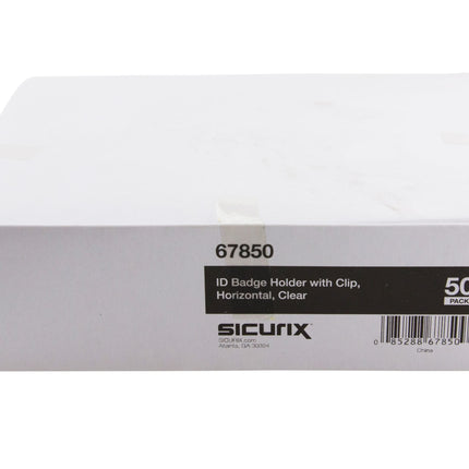 SICURIX Standard Badge Holders Horizontal Clip 50 Pack CLEAR (67850)