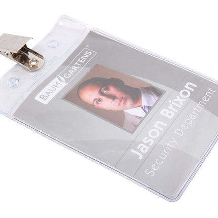SICURIX Standard Badge Holders Vertical Clip 50 Pack CLEAR (67860)
