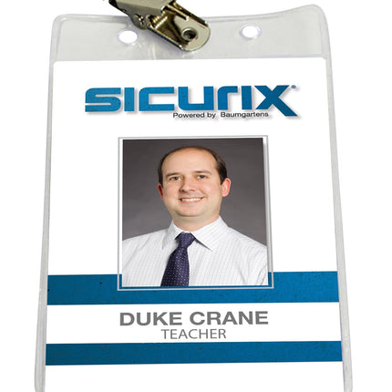 SICURIX Standard Badge Holders Vertical Clip 50 Pack CLEAR (67860)