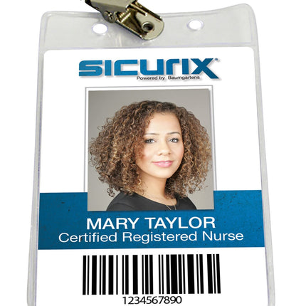 SICURIX Standard Badge Holders Vertical Clip 50 Pack CLEAR (67860)