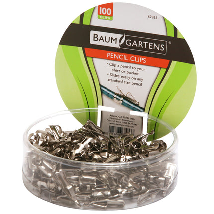 Baumgartens Pencil Clips 100 Pack CHROME (67953)