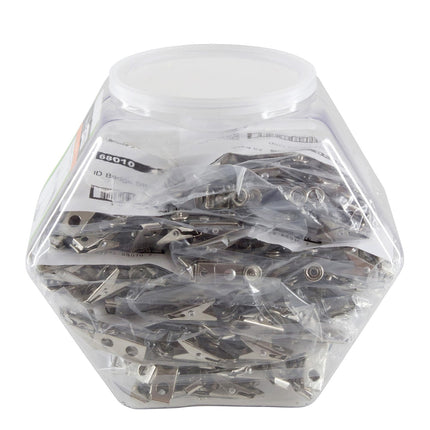 SICURIX ID Badge Strap Clips Button Clip Hexagonal Tub Display of 8 CLEAR (68019)