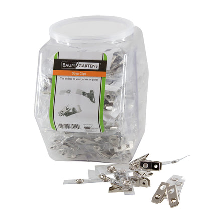 SICURIX ID Badge Strap Clips Button Clip Hexagonal Tub Display of 8 CLEAR (68019)